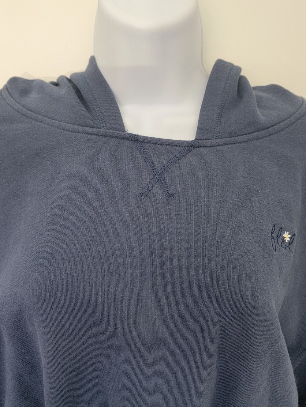 For Love And Lemons Slate Blue Cropped Hoodie Cinched Waist Hem Size Medium - Picture 3 of 12
